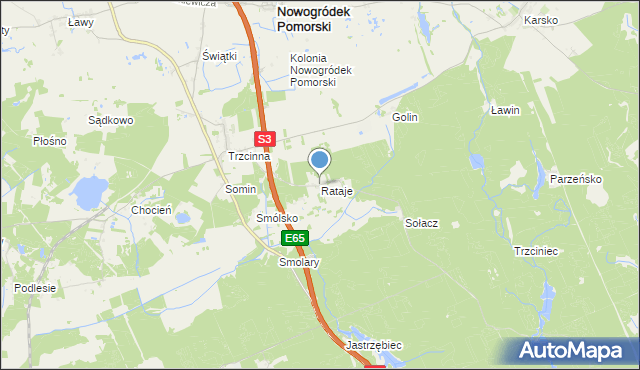 mapa Rataje, Rataje gmina Nowogródek Pomorski na mapie Targeo